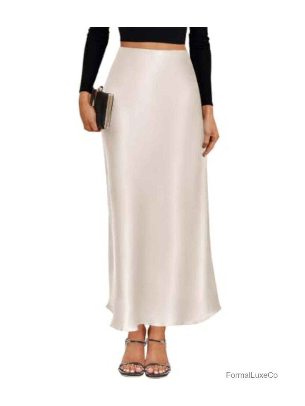 Satin High Waisted Maxi Skirt Silk Long A-Line Skirt for Women
